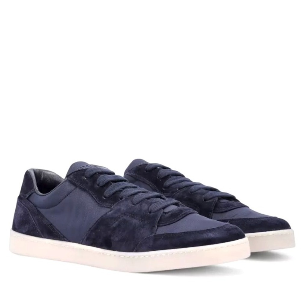 Prada Milano 2EE442 Men Blue Suede & Fabric Low Top Sneakers Trainers Sz UK 11